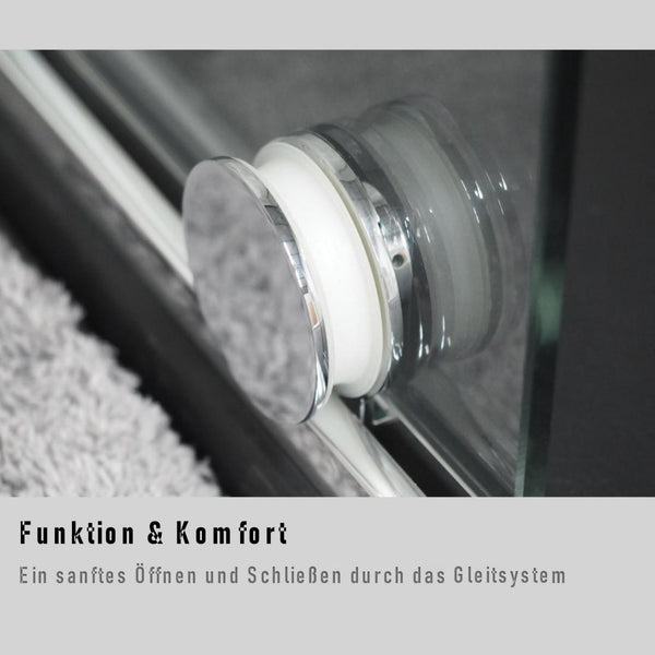 SULZBERG Duschkabine Schiebetür mit Festwand 8 mm ESG Klarglas mit Nano Beschichtung