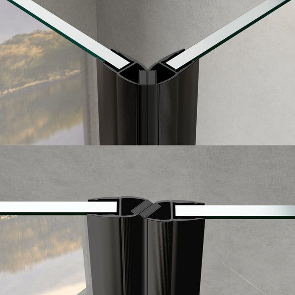 GUGLIEMO Magnetdichtung schwarz für Duschtür Duschdichtung Duschkabine 90 Grad & 180 Grad (1 Paar) für Glasstärke 5 mm 6 mm 8 mm 10 mm