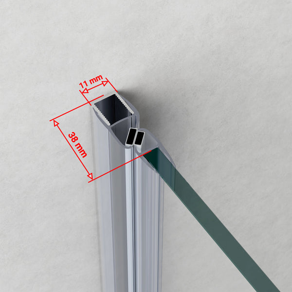 Wandanschlussprofil mit Magnetdichtung für Nischtür Glasstärke 5-6 mm Höhe 195 cm