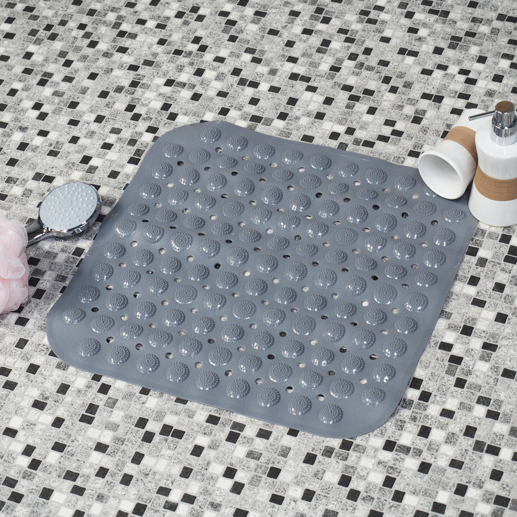Badematte Duschmatte Badewannenmatte Rutschfest Sicherheitseinlage Quadratisch 45 x 45 cm Grau