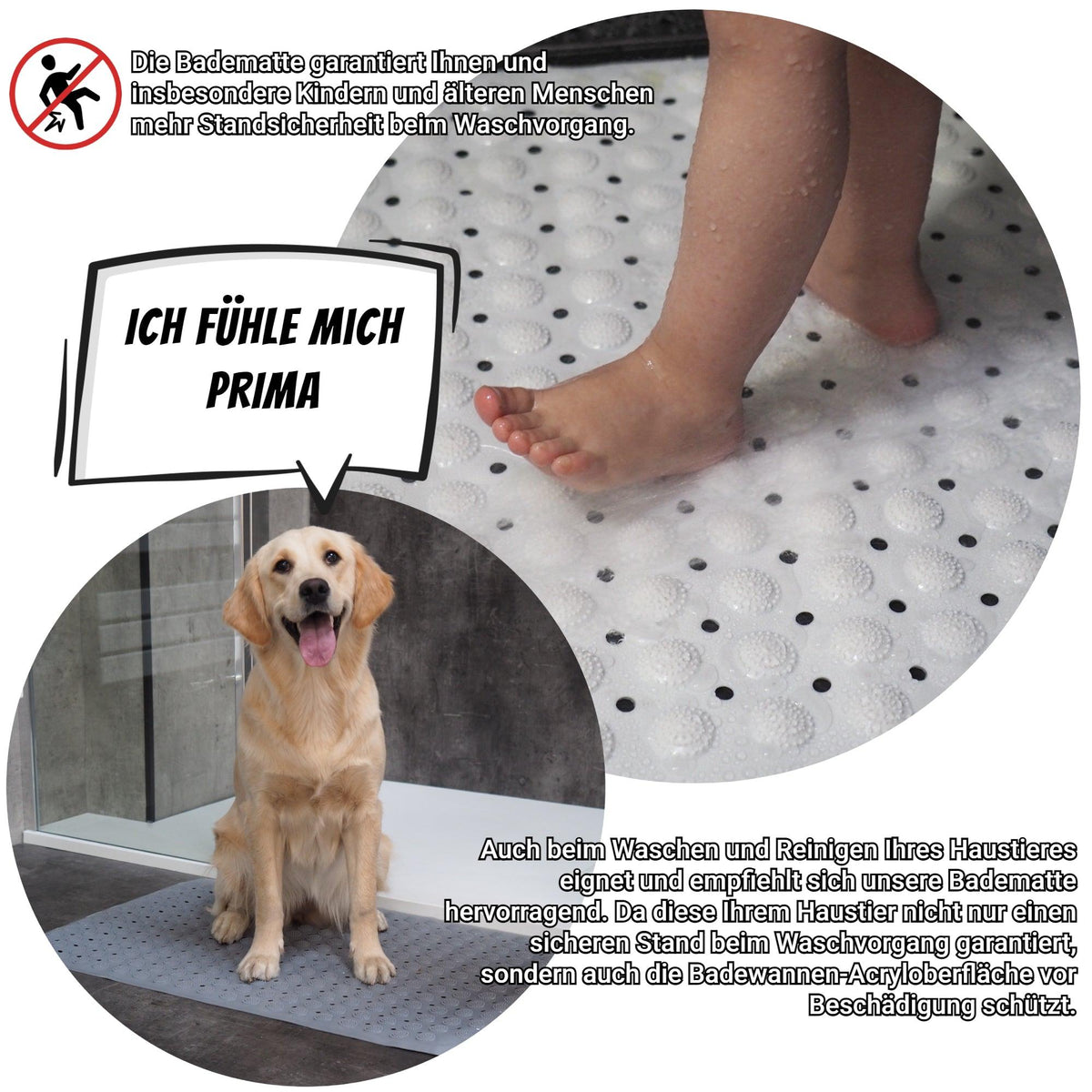 ZHY Rutschfeste Badewannenmatte – PVC Mit Saugnäpfen, Dreieckig, 69,8 Cm, Beige