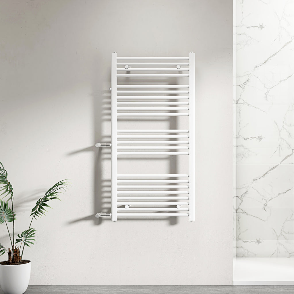 BÜNDNER Designheizkörper Badheizkörper mit Seitenanschluss Nabenabstand 500 mm & 900 mm Handtuchtrockner gerade weiß