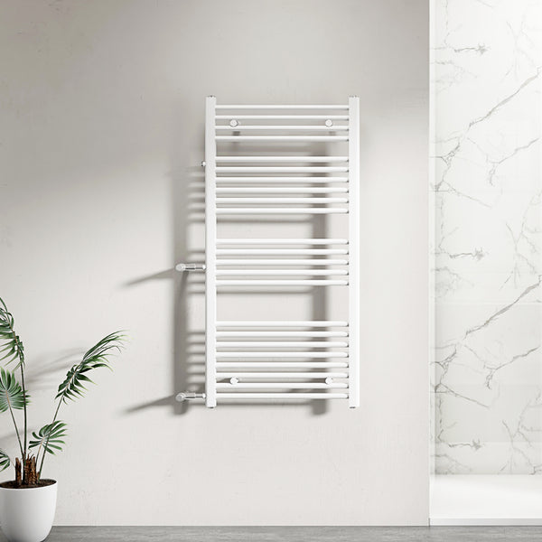 BÜNDNER Designheizkörper Badheizkörper mit Seitenanschluss Nabenabstand 500 mm & 900 mm Handtuchtrockner gerade weiß