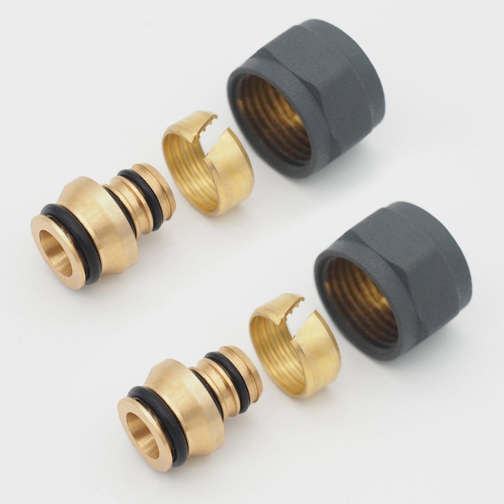 2er Set Klemmverschraubung für PVC Rohre 16 mm Eurokonusanschluss 1/2'' EK - 16x2mm Anthrazitgrau - WITEN&NOCK