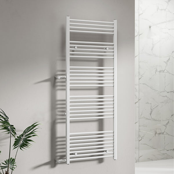 BÜNDNER Designheizkörper Badheizkörper mit Seitenanschluss Nabenabstand 500 mm & 900 mm Handtuchtrockner gerade weiß 160x50 cm