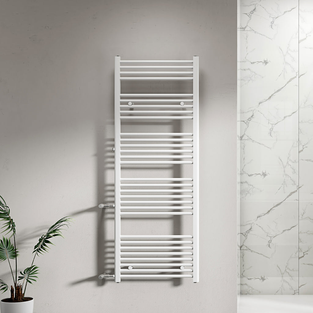 BÜNDNER Designheizkörper Badheizkörper mit Seitenanschluss Nabenabstand 500 mm & 900 mm Handtuchtrockner gerade weiß 160x50 cm