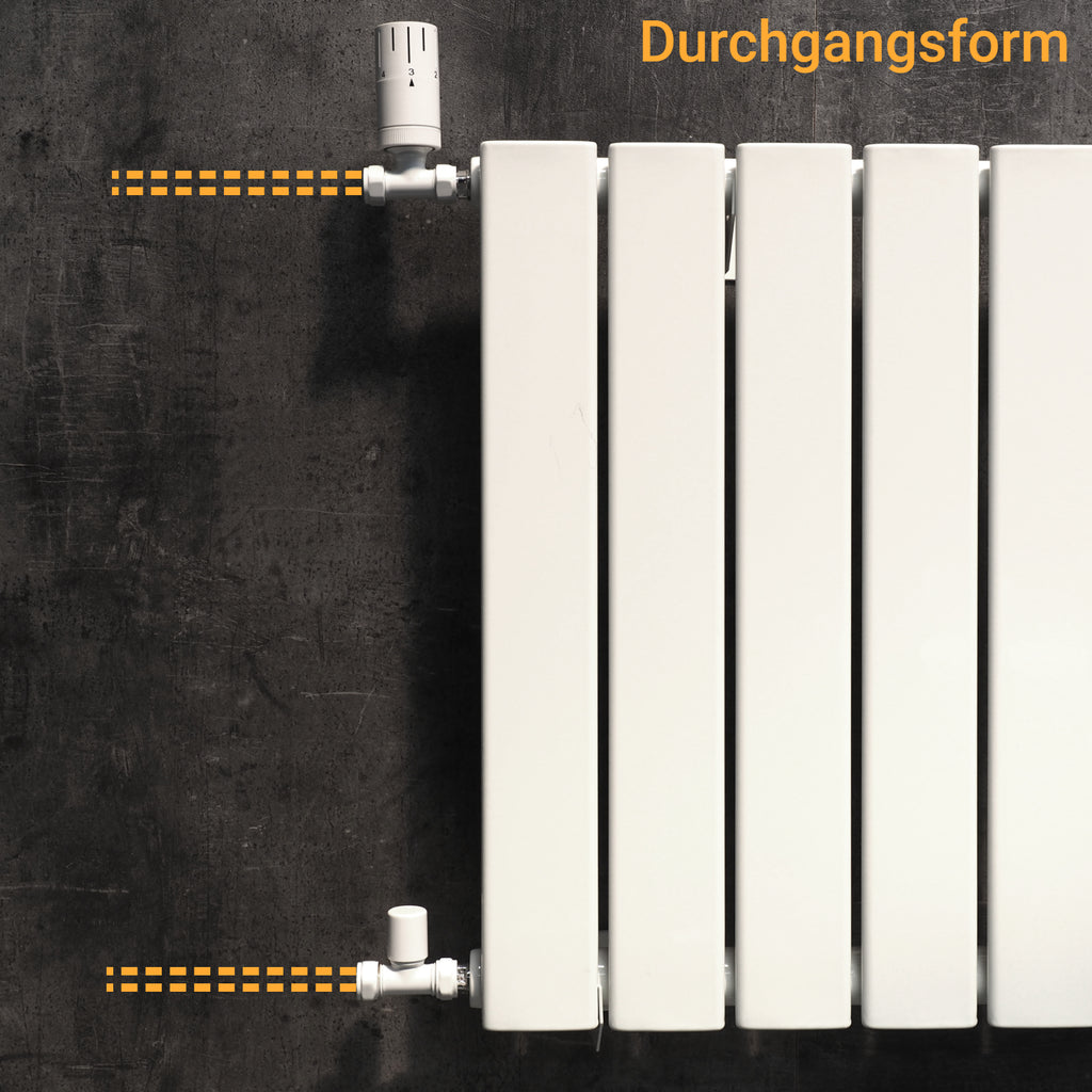 Anapont Heizkörper Ventilset 90° Weiß - Mit Thermostatkopf, Für Badheizkörper, Anschlussgewinde 1/2"