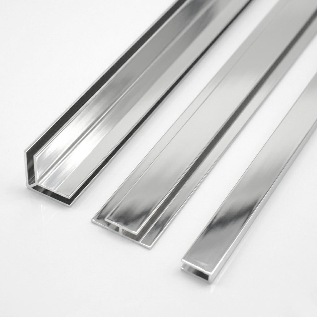 ARIO Aluminiumprofil für 3 mm PVC Duschrückwände Länge 200 cm Hochglanz
