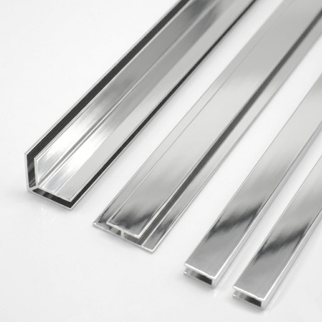 ARIO Aluminiumprofil 4er Set für PVC Duschrückwände 3 mm Verbindungsprofilx1 Abschlussprofilx2 Echverbinderx1 Länge 200 cm Hochglanz