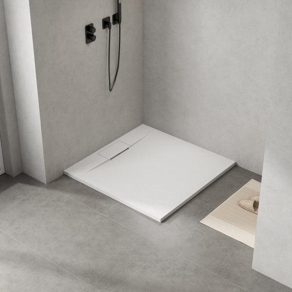 HOCHKÖNIG SMC Duschwanne Brausewanne Duschtasse Steinoptik Superflach Rutschfest 100x100 cm 100x120 cm 100x140 cm mit / ohne Ablaufgarnitur