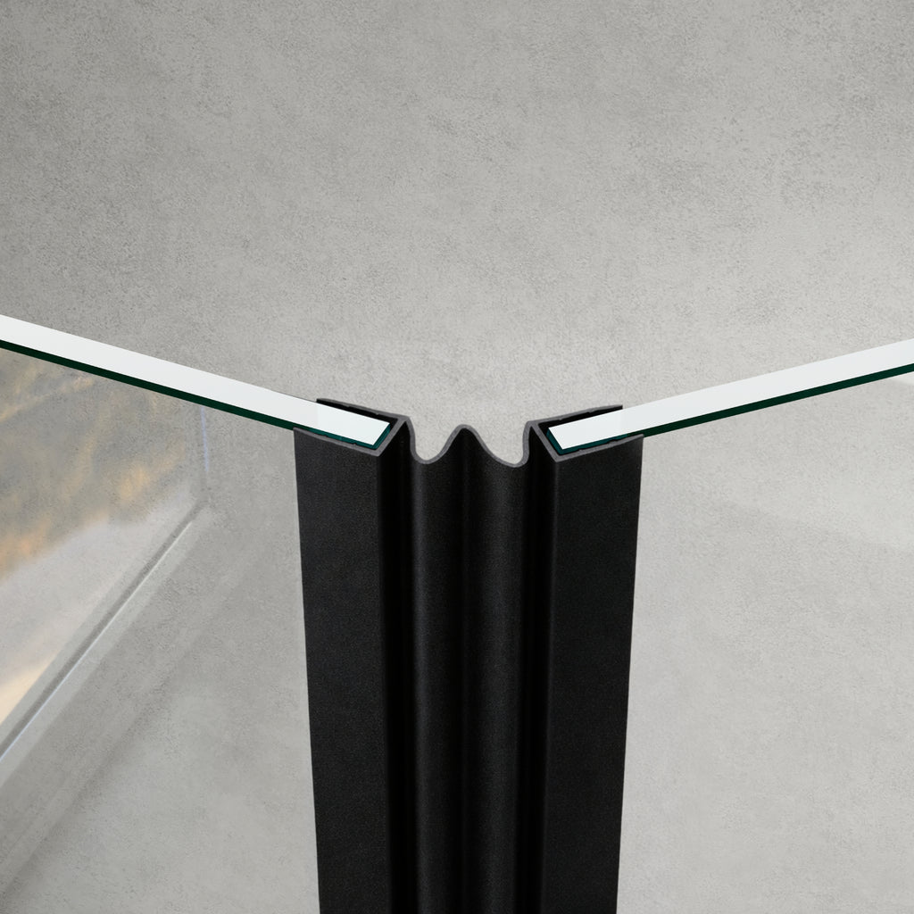 GUGLIEMO Duschdichtung schwarz entfaltbar für Glas zu Glas Verbindung Duschtür Dichtung Gerade Glasstärke 5-6 mm 8 -10 mm