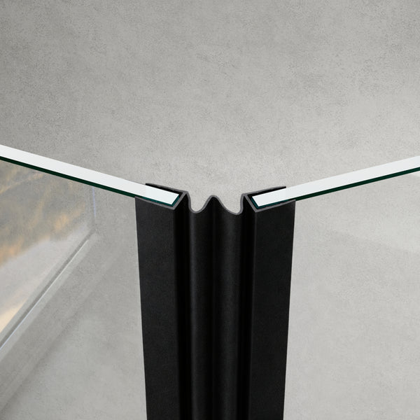 GUGLIEMO Duschdichtung schwarz entfaltbar für Glas zu Glas Verbindung Duschtür Dichtung Gerade Glasstärke 5-6 mm 8 -10 mm