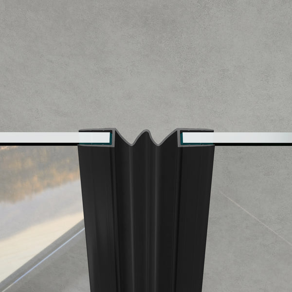 GUGLIEMO Duschdichtung schwarz entfaltbar für Glas zu Glas Verbindung Duschtür Dichtung Gerade Glasstärke 5-6 mm 8 -10 mm