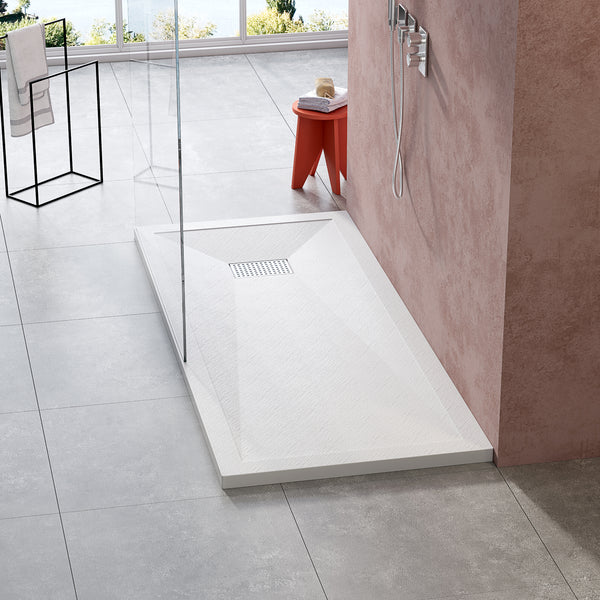 NOCK SMC Duschtasse Steinoptik Superflach Rutschfest 170 x 76 cm mit/ohne Ablaufgarnitur