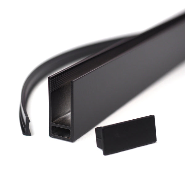 Wandanschlussprofil aus Aluminium für Walk In Dusche Glasstärke 10 mm schwarz matt