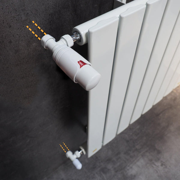 Thermostatventile Set für Heizung Seitenanschluss weiß Eckmontage - WITEN&NOCK