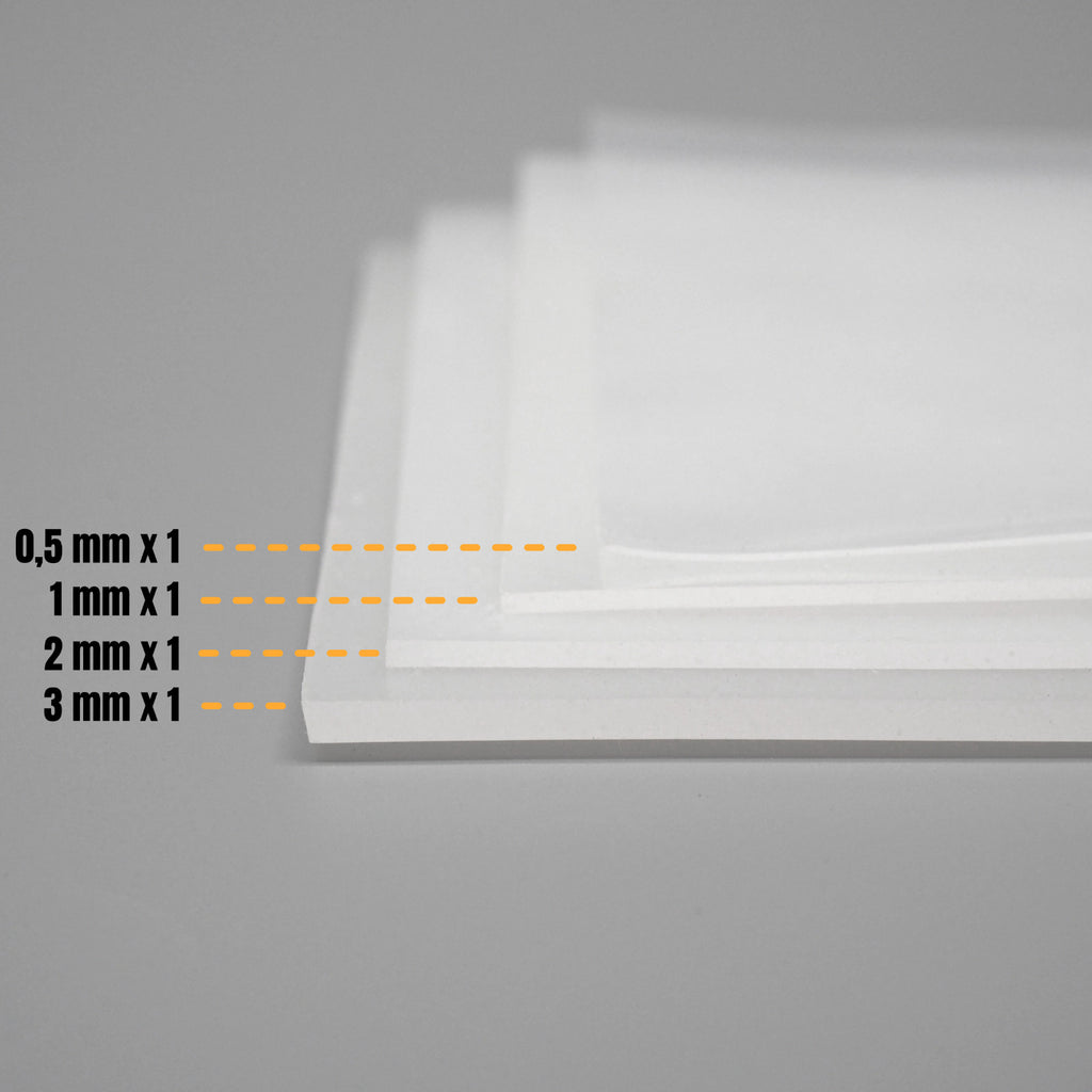 WITEN&NOCK Dichtungsplatten 10x10 mm für Glasdusche – 0,5 / 1 / 2 / 3 mm Stärke – Ausgleichsplatten für Glasduschabtrennung