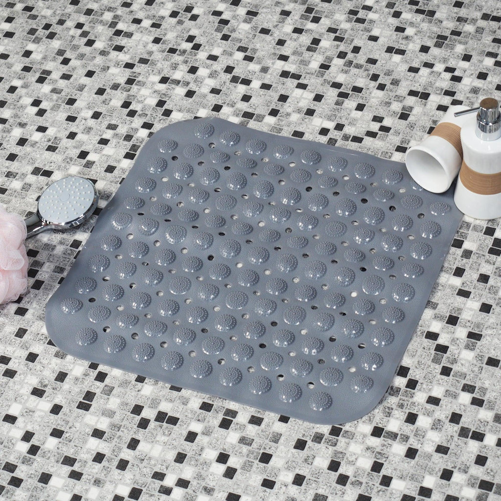 Badematte Duschmatte Badewannenmatte Rutschfest Sicherheitseinlage Quadratisch 45 x 45 cm Grau - WITEN&NOCK