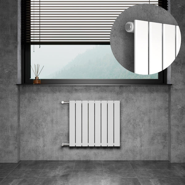DOLF Designheizkörper Austausch Paneelheizkörper Flachheizkörper mit Seitenanschluss Nabenabstand 500 mm Bauhöhe 550 mm weiß einlagig Breite 604 mm 413 Watt - WITEN&NOCK