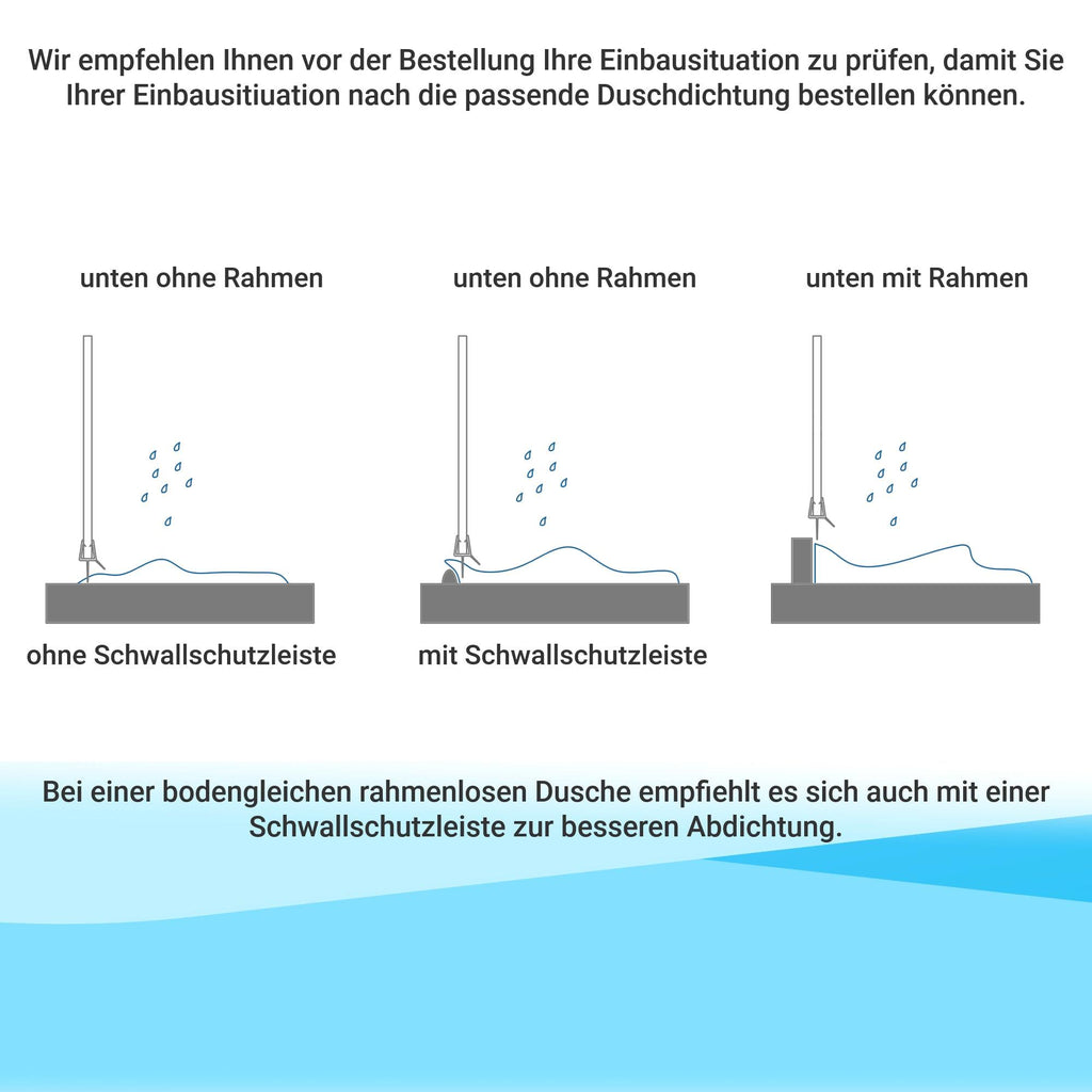 Magnetdichtung Für Duschkabinen 170 Cm – Für 6 Mm Glas, 180°/90° Winkel, PVC UV-beständig