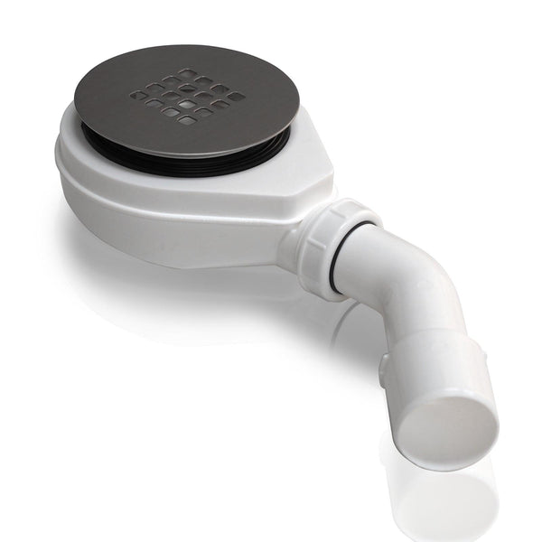 SCHÖPFL Ablaufgarnitur Set für Duschwanne Duschtasse Ø 90 mm Bad Duschabfluss Siphon mit Edelstahl Deckel - WITEN&NOCK