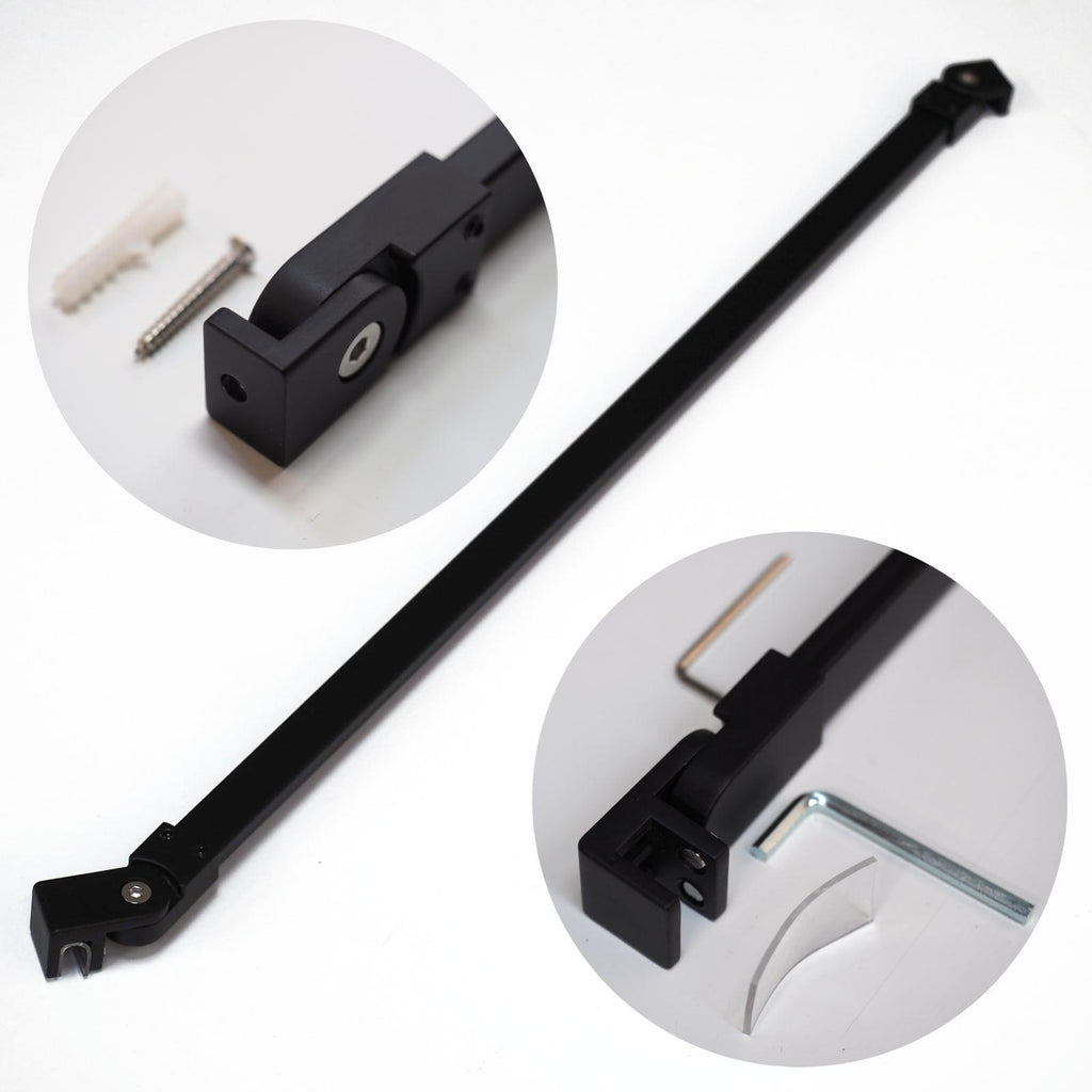 Stabilisationsstange für Duschwände Duschkabinen drehbar Haltestange eckig 70 cm schwarz matt - WITEN&NOCK