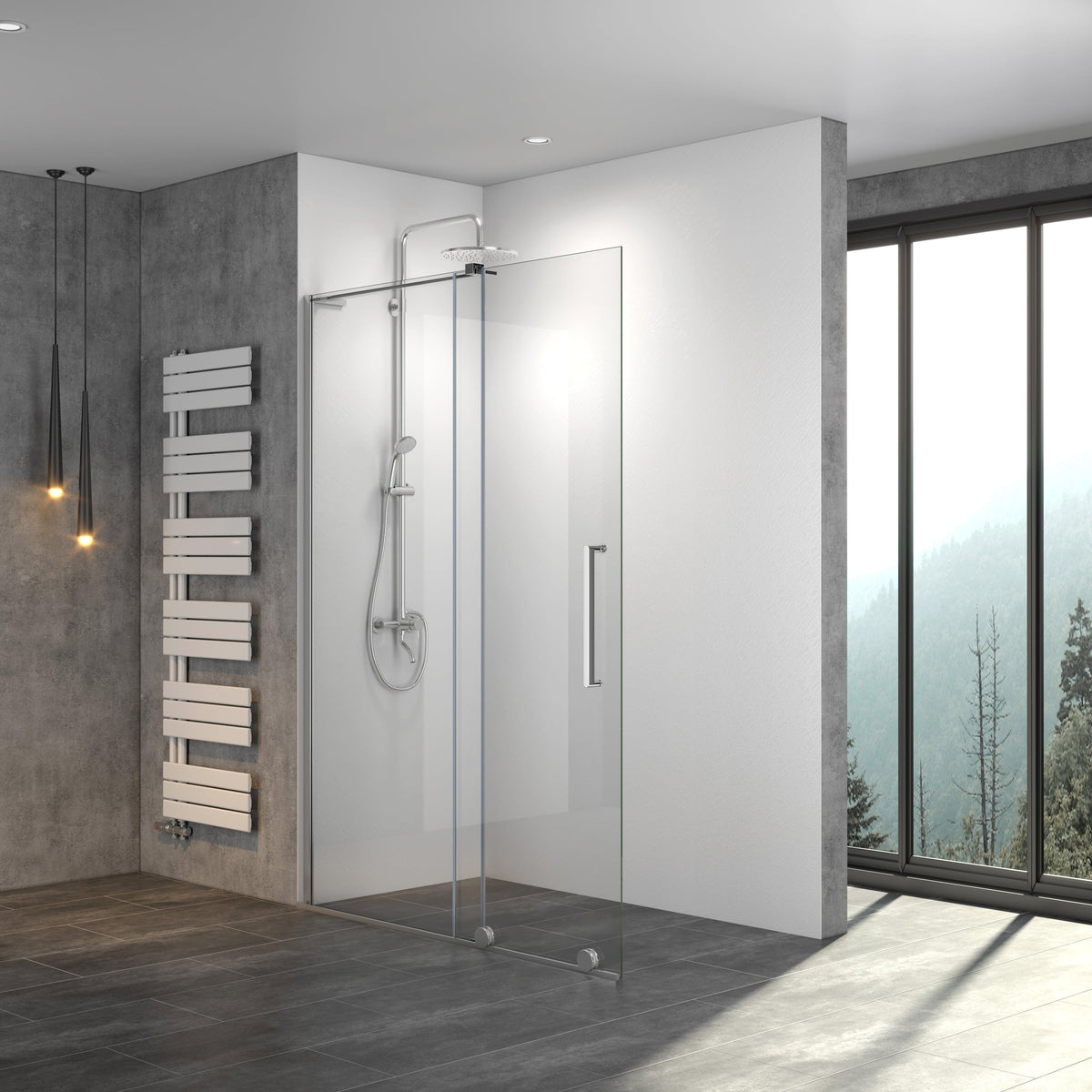 Biubiubath Pivot Duschabtrennung – 800 X 1400 Mm (Höhe), Mattschwarz | Schwenkbar Um 180°, Aus Sicherheitsglas, Wasserdicht