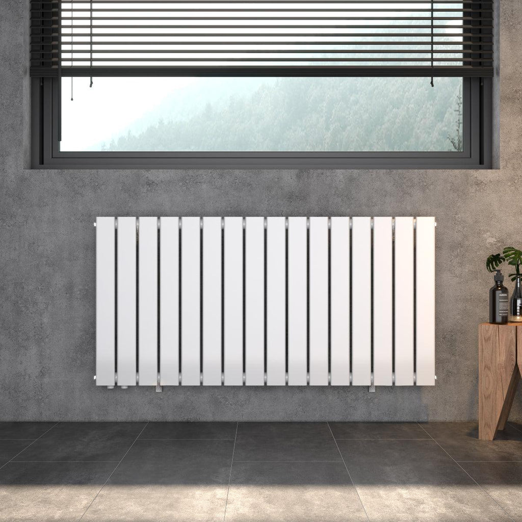 WITEN Designheizkörper Flachheizkörper Paneelheizkörper Weiß Mittelanschluss horizontal 600 x 1216 mm Ohne Multiblock - WITEN&NOCK